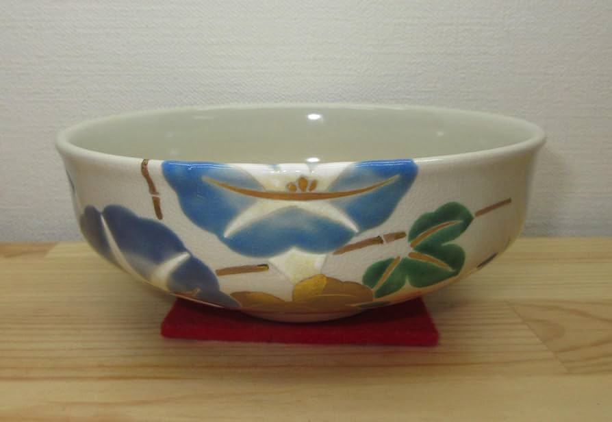 Amazon | 【逢絢亭】茶道具 茶碗 抹茶碗 平茶碗 京焼 仁清写 朝顔の図