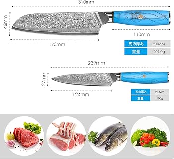 Amazon | KyushuBlade 包丁2本セット【三徳包丁+ペティナイフ】プロ用