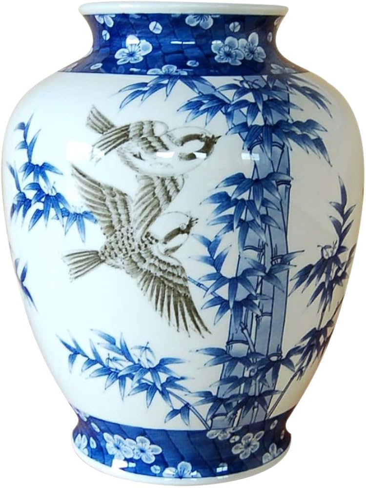 Amazon.co.jp: 花瓶 有田焼 陶器 伝統工芸品 日本製 竹千代 大 径23.2