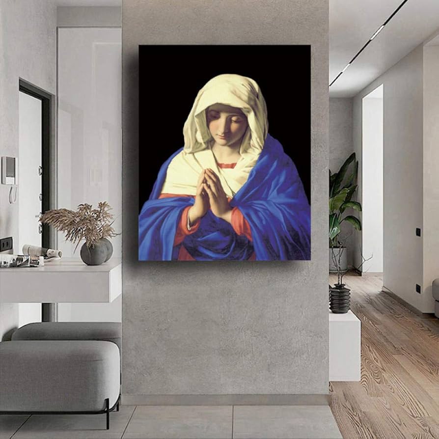 Amazon.co.jp: 聖母マリアの肖像画のポスターカトリックの家の壁の装飾