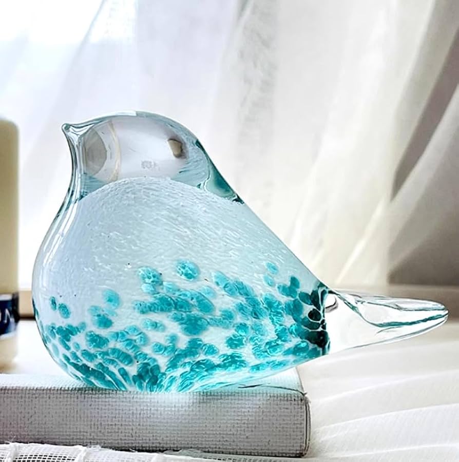 Amazon.co.jp: 着色された釉薬手作りガラス緑の鳥鳩飲み込む置物吹き