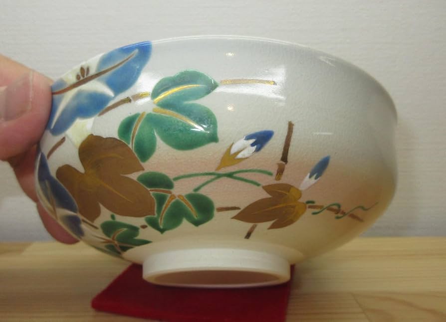 Amazon | 【逢絢亭】茶道具 茶碗 抹茶碗 平茶碗 京焼 仁清写 朝顔の図