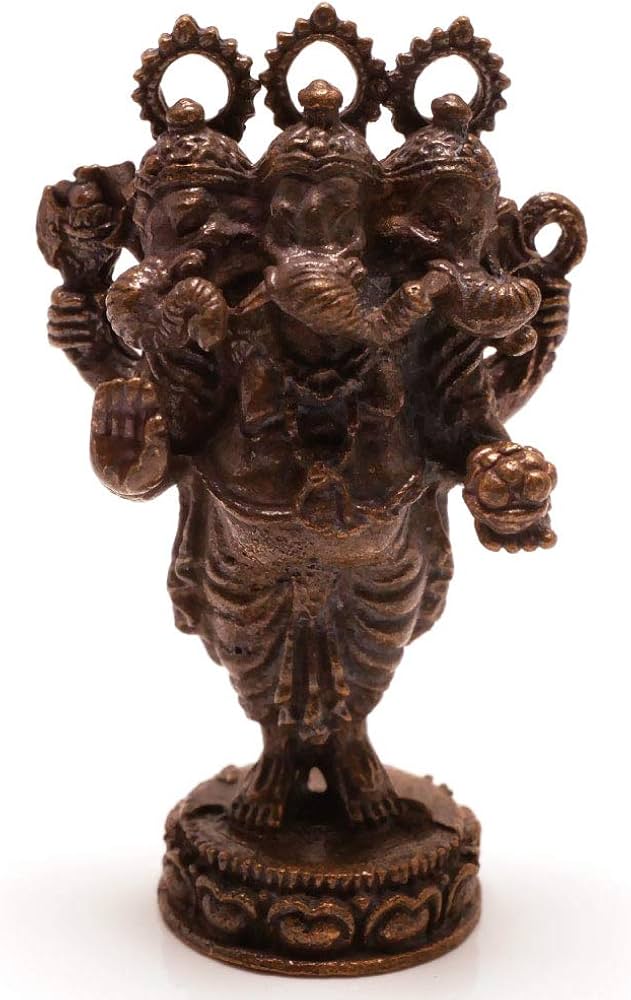 Amazon.co.jp: 珍しい 三頭 ガネーシャ 真鍮製 置物 タイ 王国 製