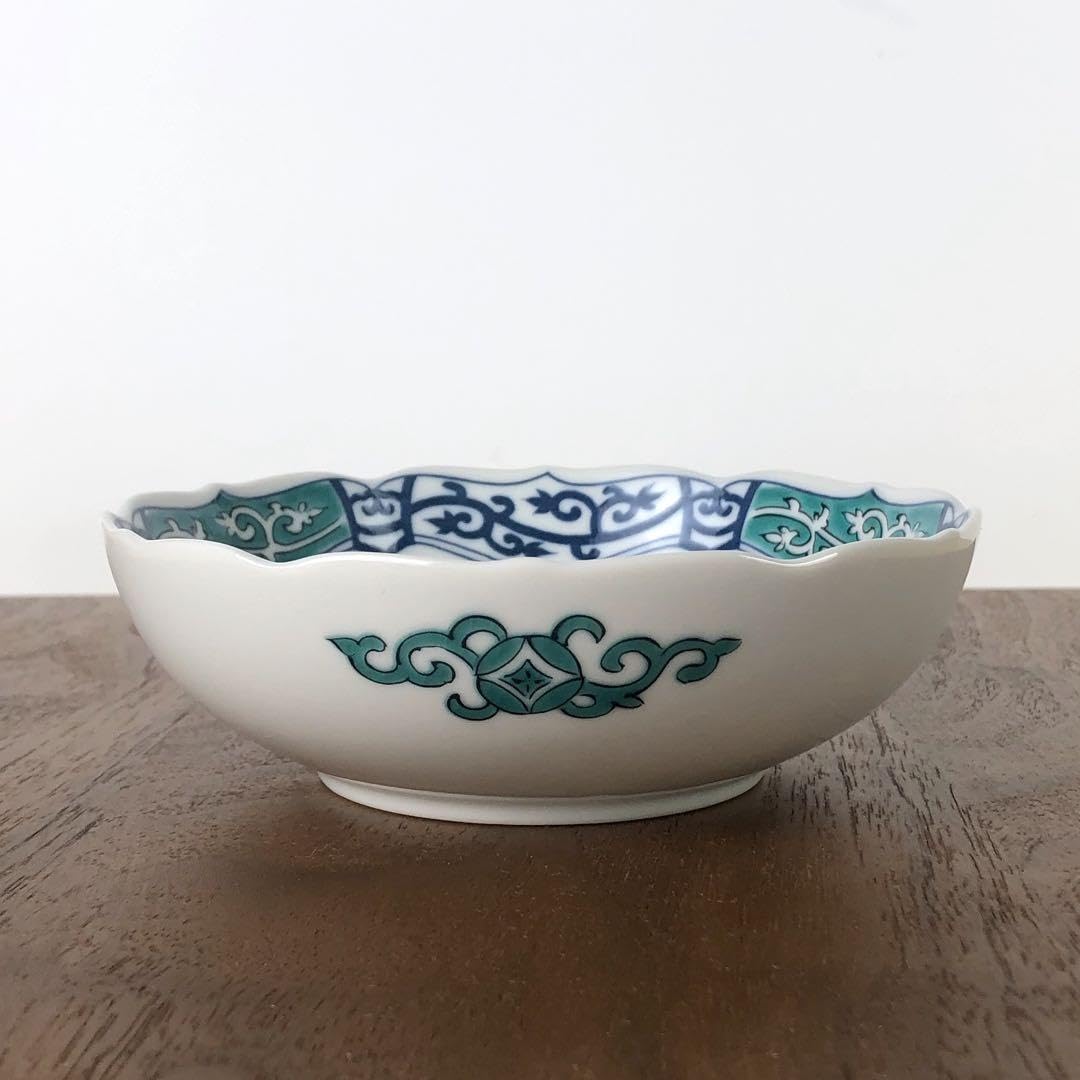 Amazon.co.jp: 九谷焼 4.7号鉢 染付間取吉田屋風花鳥 小鉢 2枚