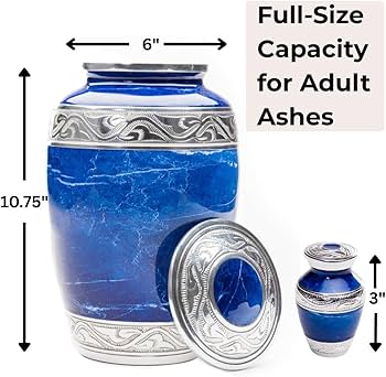 Amazon.com: Large Blue Marble Finish Cremation Urn with 4 Small