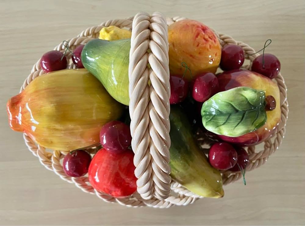 Amazon｜陶器製 イタリア製フルーツバスケット｜フルーツバスケット
