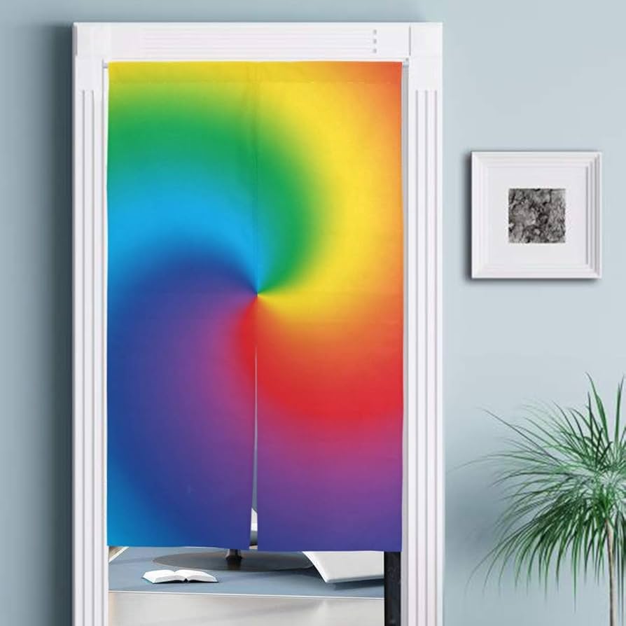 Amazon｜のれん 虹色 虹柄 レインボー柄 暖簾 幅89×丈136cm マルチ
