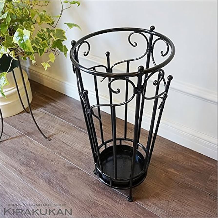 Amazon｜アイアン 傘立て (丸型・ブラック) 黒 クラシック