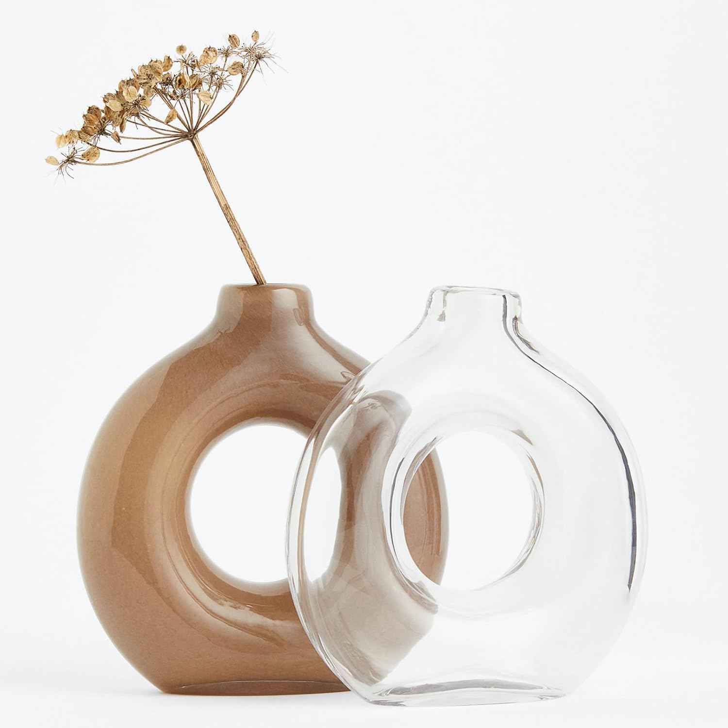 Amazon.co.jp: 透明なガラスの花瓶、花用のドーナツ花瓶、花用の