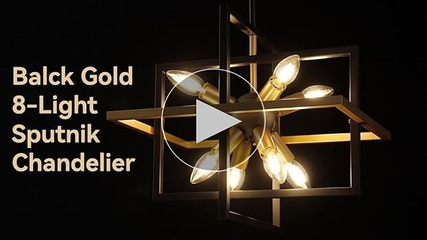 TACDANDM 15.8'' Black Gold 8-Light Sputnik Chandelier Modern