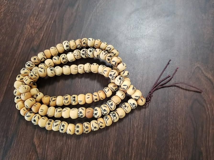 Amazon.co.jp: 骸骨彫刻数珠108珠骨製根付念珠角牙歯骨スカル骨彫彫刻