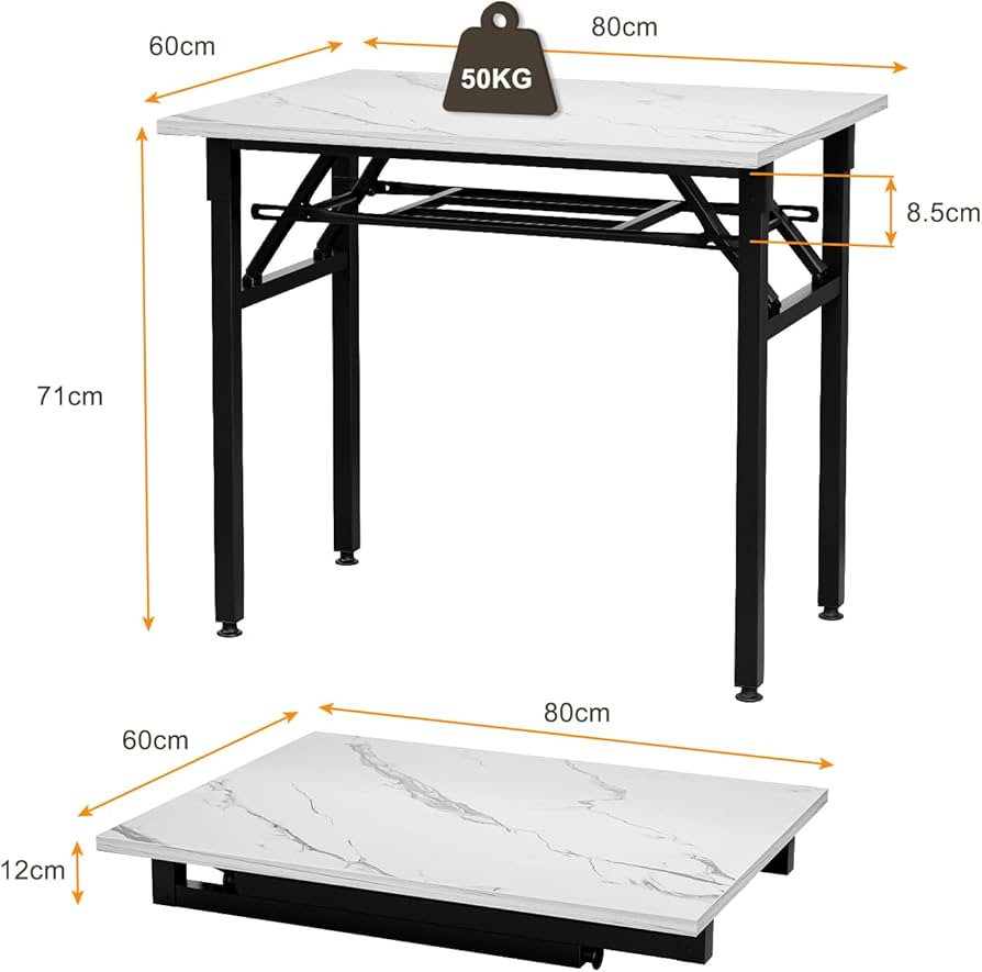 Amazon | FryLR 折りたたみデスク 大理石柄 組み立て不要 80*60*72CM
