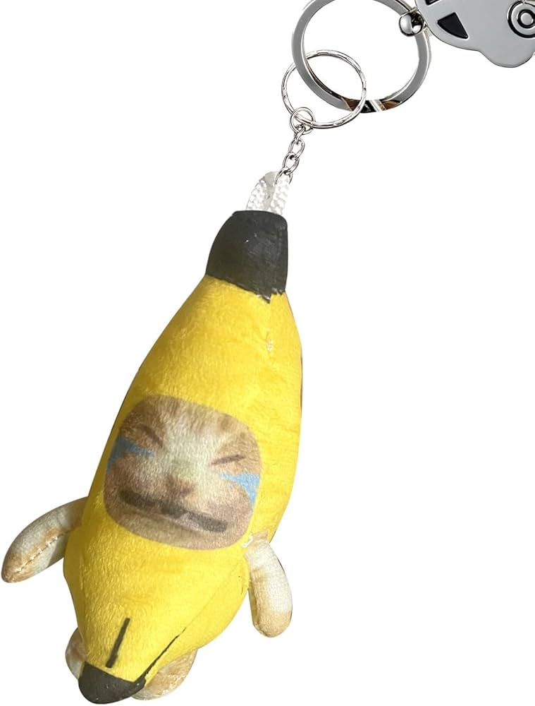 Amazon.co.jp: 音を出すバナナ猫の泣き猫キーホルダー - 面白いバナナ