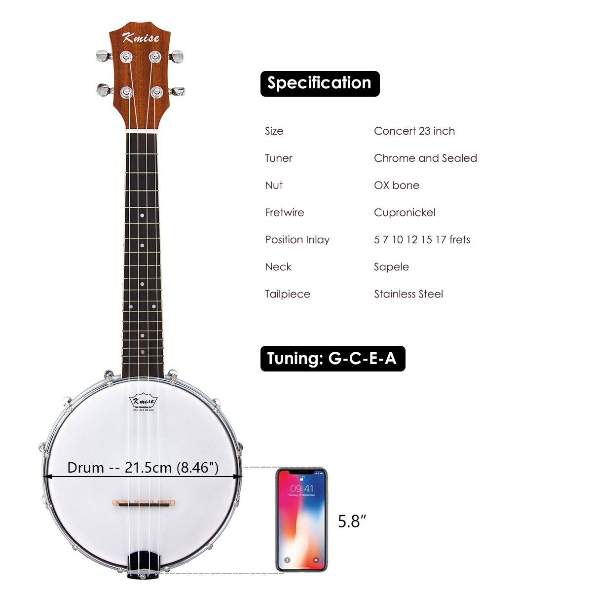 Amazon.com: Kmise 4 String Banjo Ukulele Uke Concert 23 Inch Size