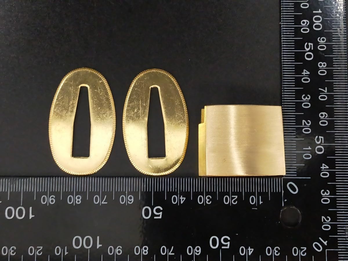 Amazon.co.jp: はばき 切羽セット 黄銅製 金色 日本刀装具 ハバキ