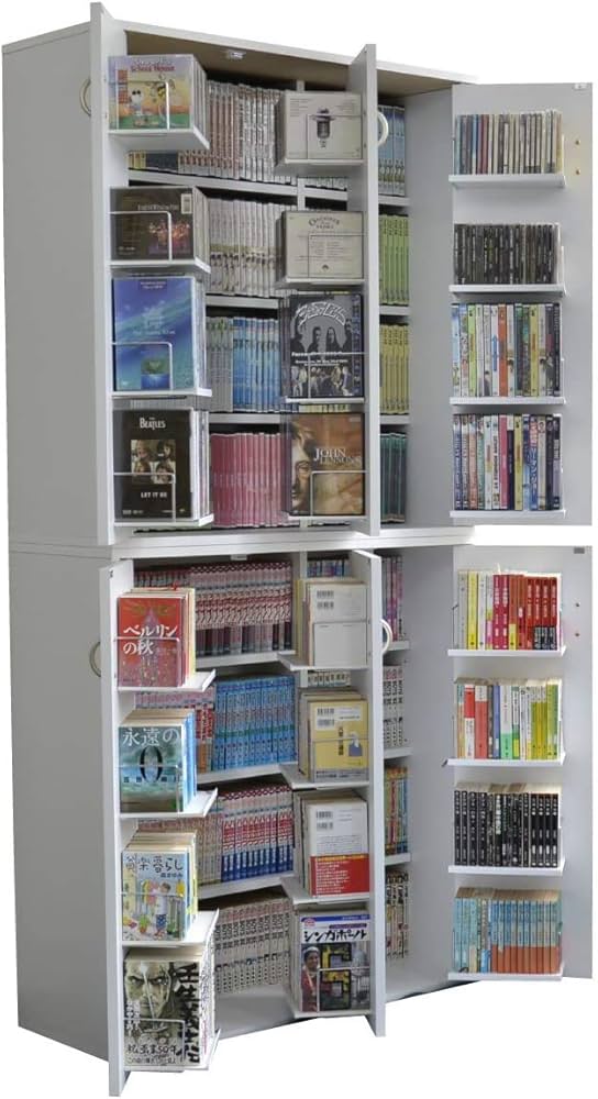 Amazon｜J-Supply 16段 本棚 扉付 大型 大容量 CDラック DVDラック