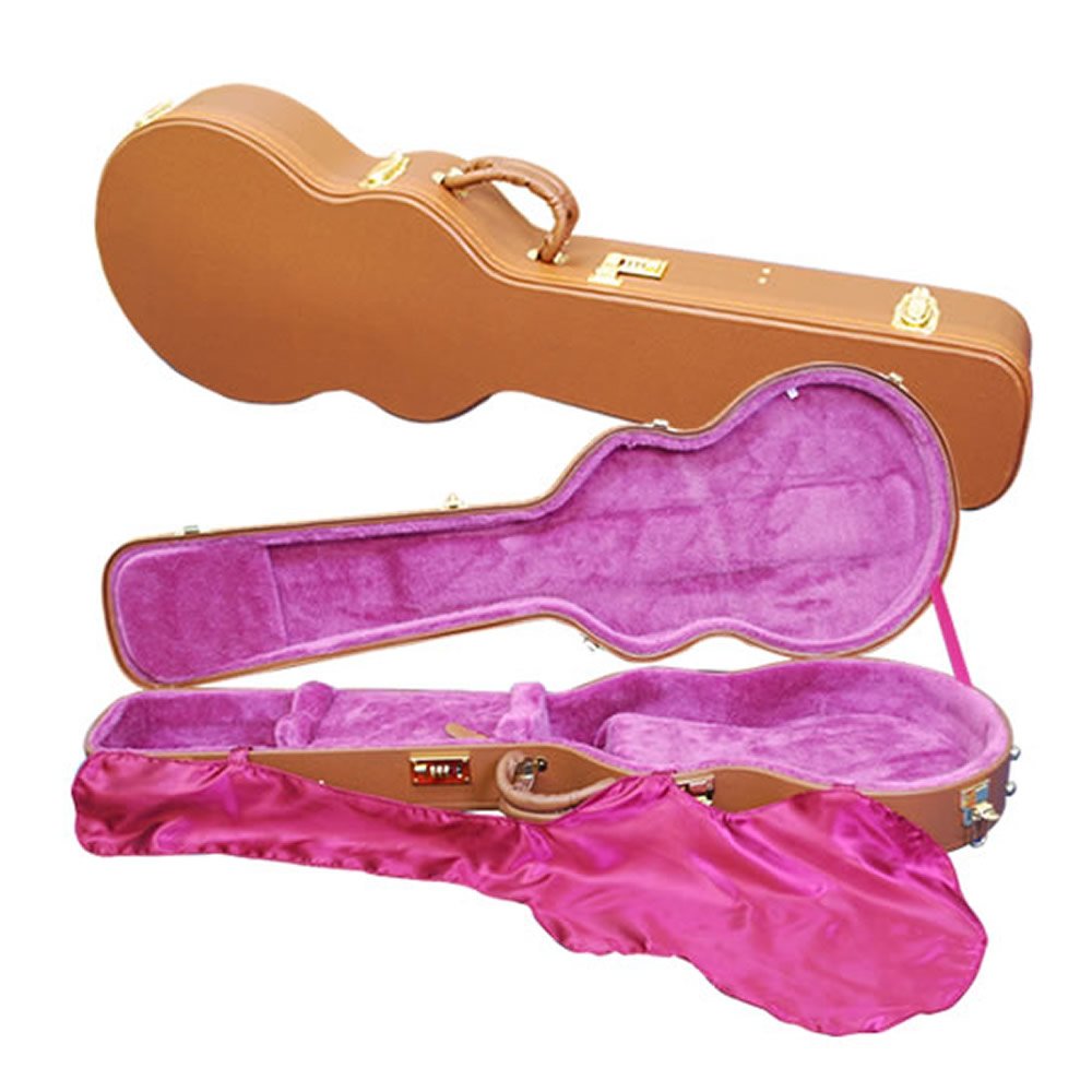 Amazon | KC エレキギター用 ハードケース 鍵付きブラウンレザー LP