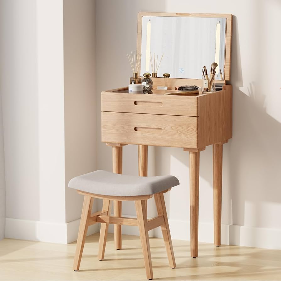 Amazon｜Mangowood ドレッサー 木製 化粧台 コンパクト - 鏡台 スリム