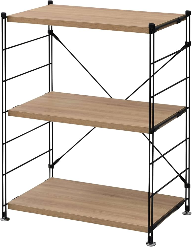Amazon｜[山善] ウッドシェルフ 収納ラック 木製棚板 3段 幅65×奥行