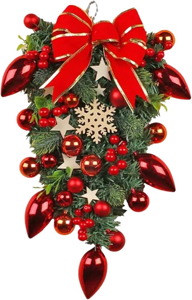 Amazon.co.jp: クリスマスリース 玄関ドア用 逆さまのクリスマスツリー