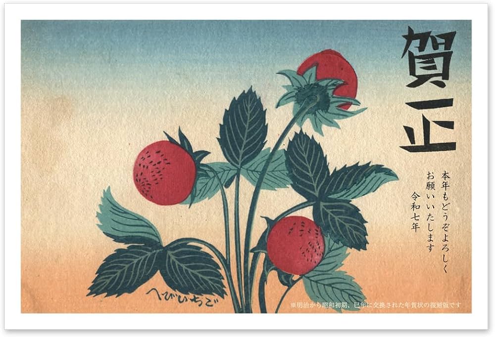 Amazon | 年賀状 2025 お年玉付き 葉書 3枚入 復刻版レトロ おたより