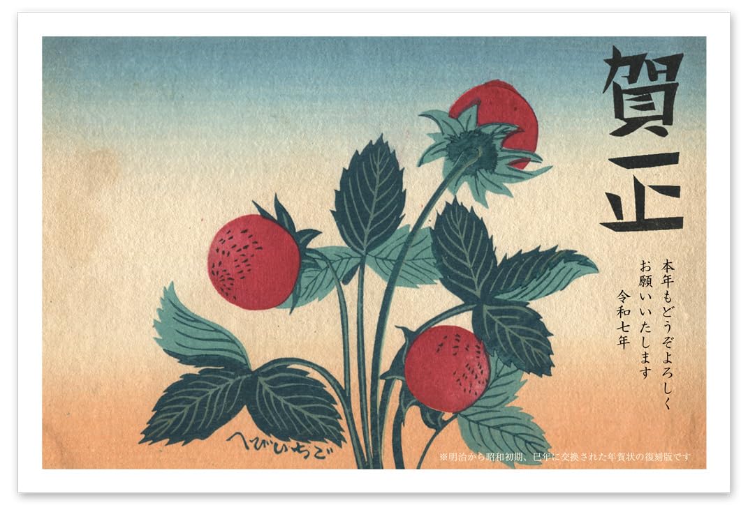Amazon | 年賀状 2025 お年玉付き 葉書 3枚入 復刻版レトロ おたより