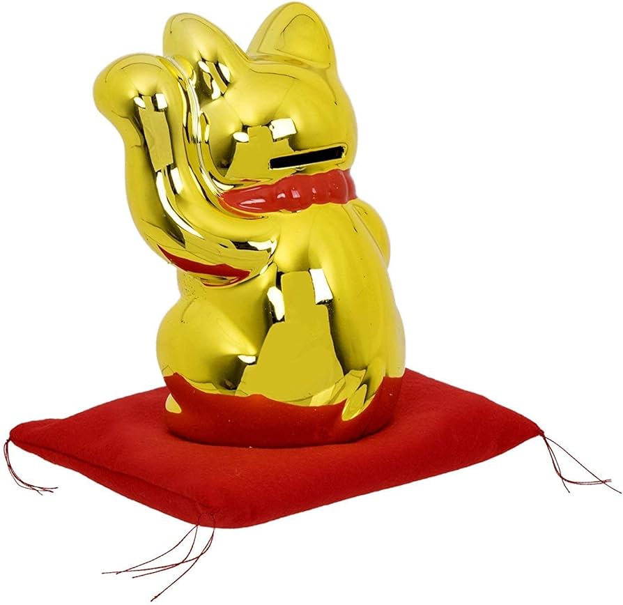 Amazon.co.jp: 常滑焼 招き猫 黄金小判猫(左手)座布団付 4号 [2809]90