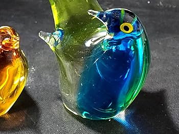 Amazon.co.jp: マルティグラス 鳥置物 ペア 手作りガラス ガラス工芸