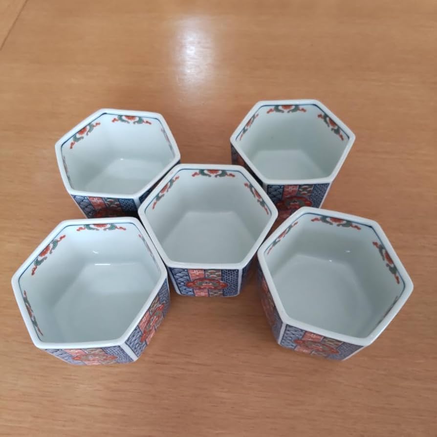 Amazon.co.jp: 有田焼 地紋鍋島 幸楽作 六角小鉢揃 5客セット : ホーム