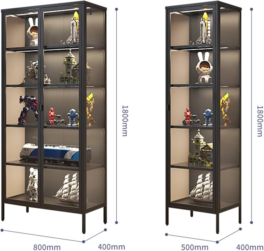 Amazon.co.jp: LEDライト付き収納キャビネット、ガラスドアロッカー