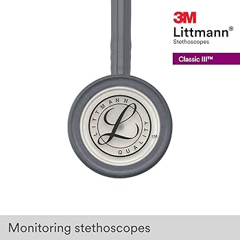 3M Littmann Classic III Monitoring Stethoscope, Grey Tube, 27 inch