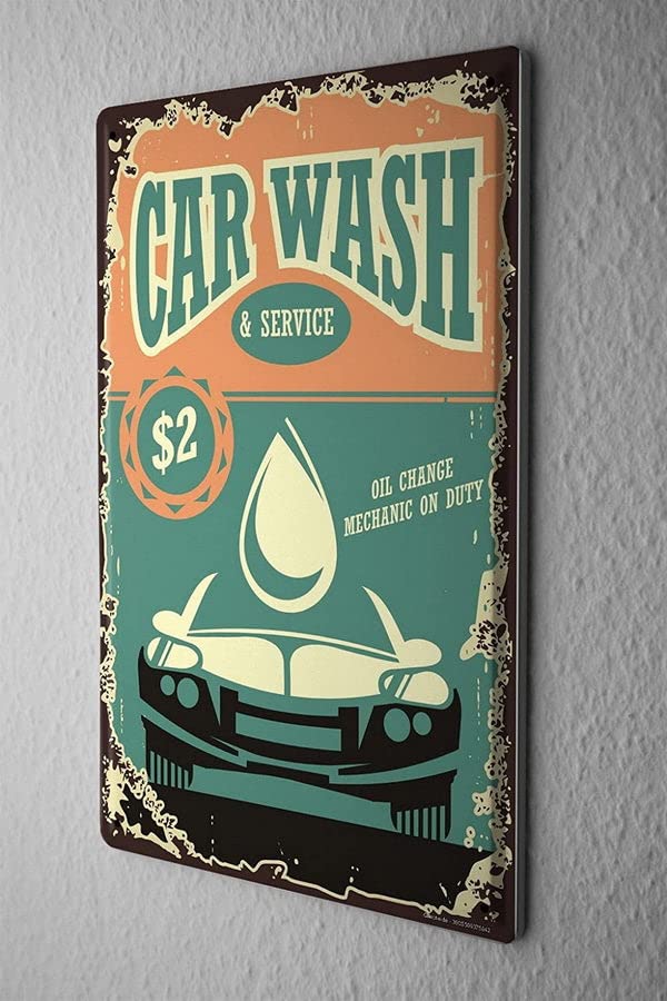 Amazon | 看板 アメリカン雑貨 ヴィンテージカー洗車 ブリキ 看板