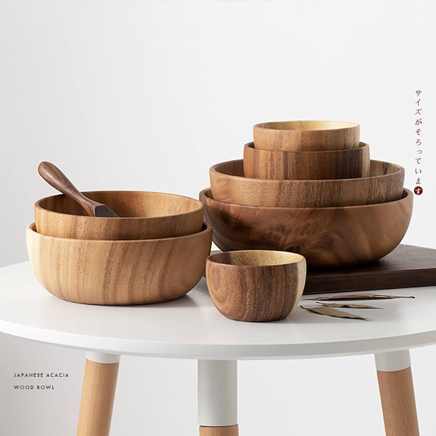 Amazon.co.jp: UPTALY 特大木製サラダボウル (26 cm x 7.5 cm