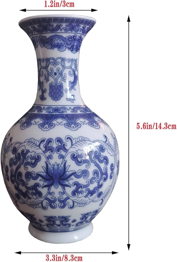 Amazon.co.jp: 青と白の花瓶 中国陶磁器花瓶 景徳鎮 磁器 小さな花瓶