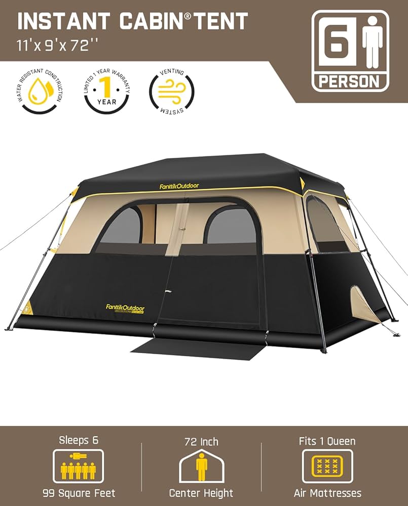 Amazon.com : FanttikOutdoor Zeta C6 Pro Max Instant Cabin Tent 6