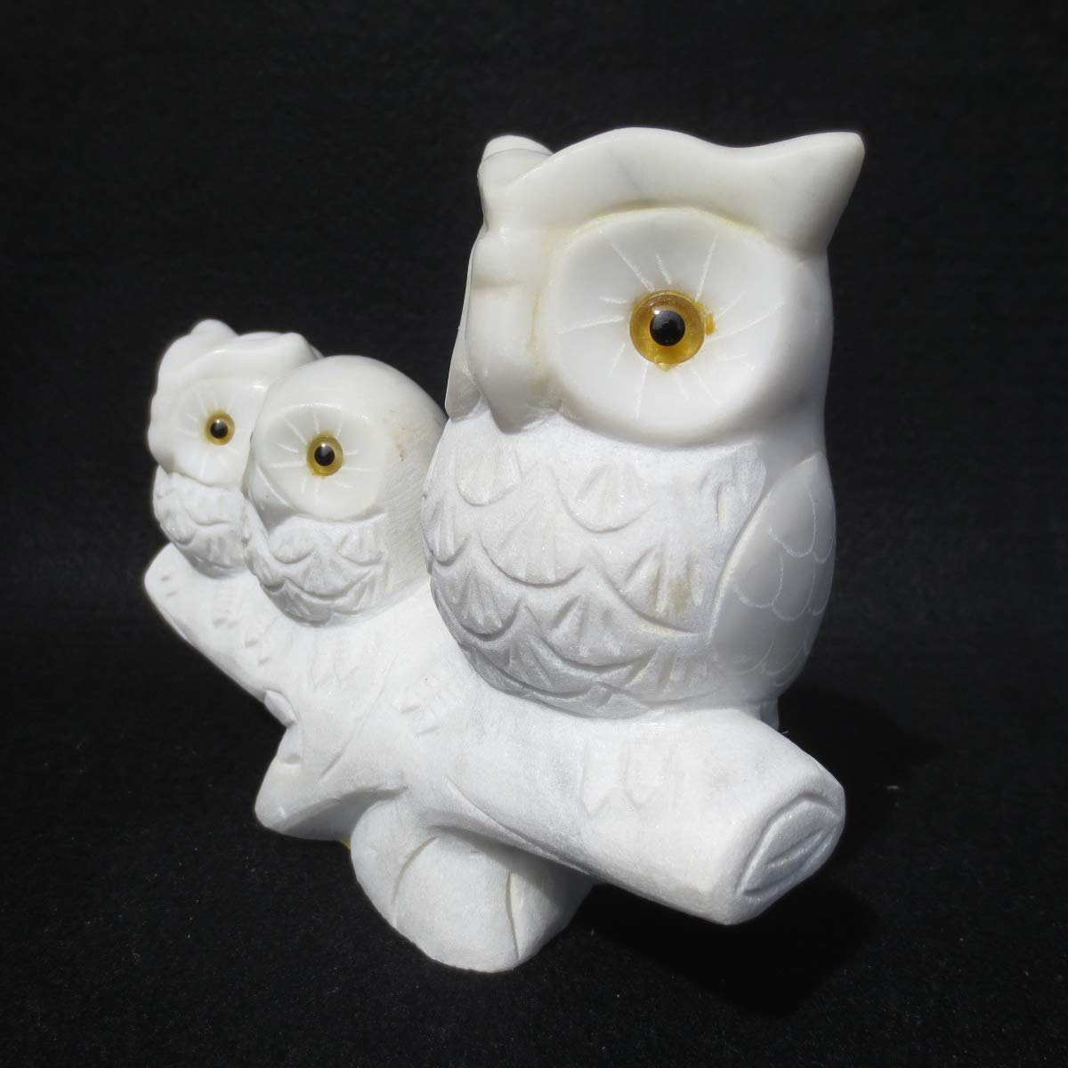 Amazon.co.jp: フクロウ三羽 ふくろう 置物 梟 オブジェ 福郎 白大理石