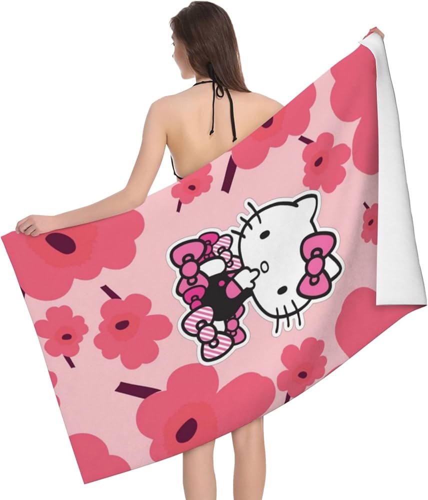 Amazon｜ハローキティ 花柄 ピンク バスタオル タオル 柔らかい 厚手