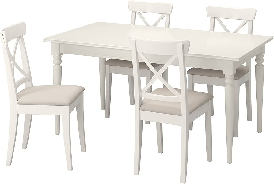 Amazon｜IKEA INGATORP/INGOLF テーブルと椅子4脚、155/215cm