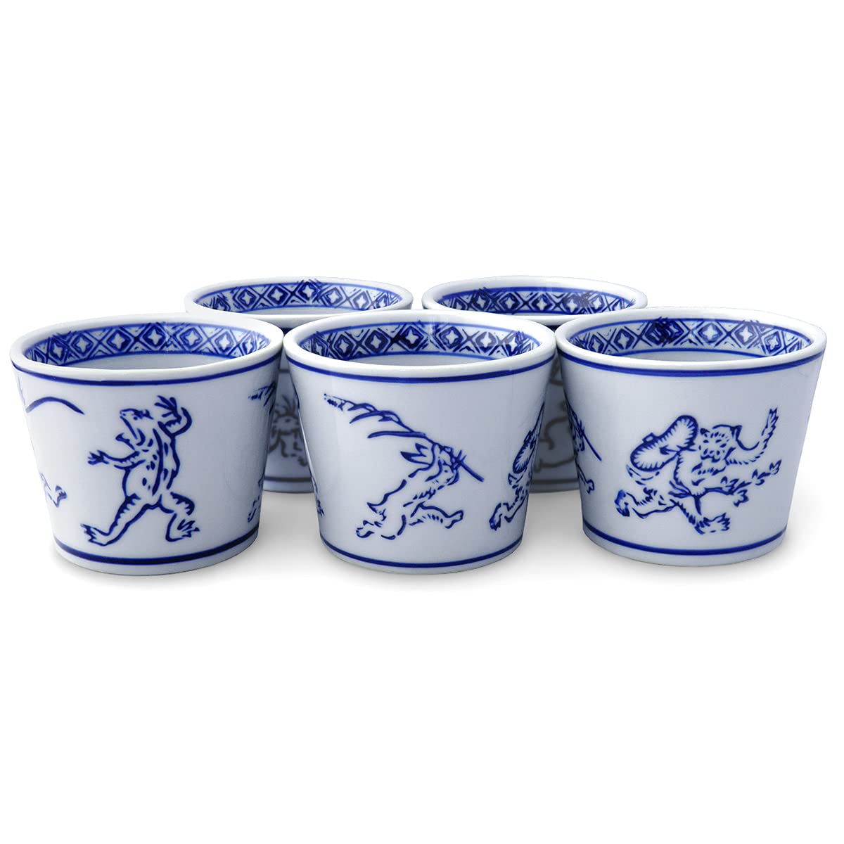 Amazon | 鳥獣戯画 そば猪口 染付 うつわ 器（同柄5個セット