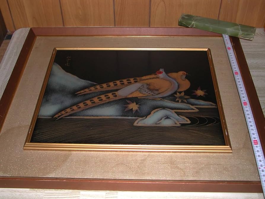 Amazon.co.jp: 輪島塗 双雲 雉子 キジ 美術品 伝統工芸 特撰飾額 漆絵