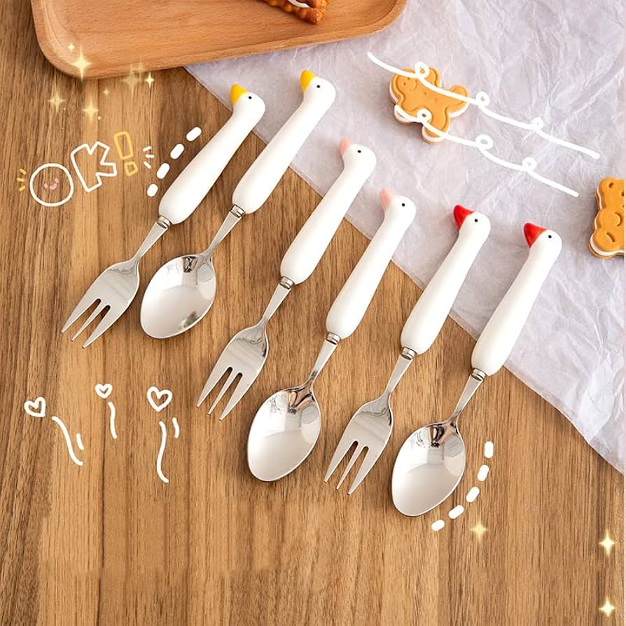 Amazon.com: Duck Spoon Fork Cutlery Set Cute Cat Claw Portable