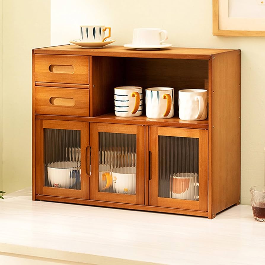 Amazon｜MJKQ9 食器棚 木製 小型 アンティーク風 インテリア 62*23*49