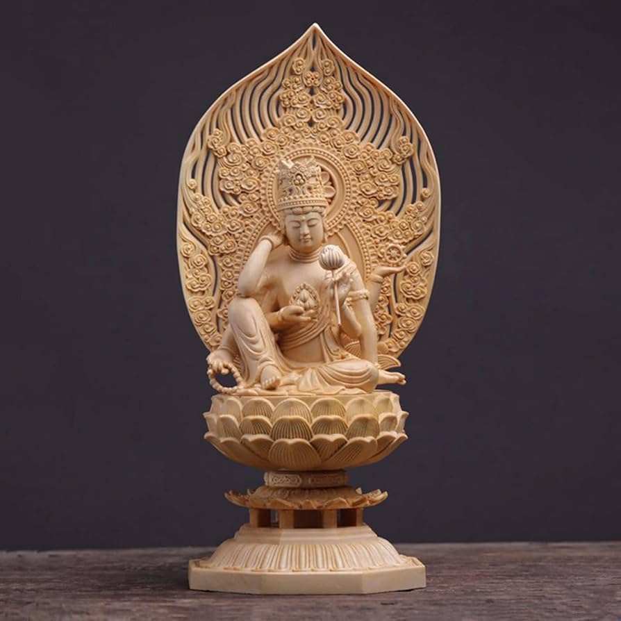 Amazon｜木彫り仏像【如意輪観音菩薩】座像 桧木製＿『天台宗・真言宗