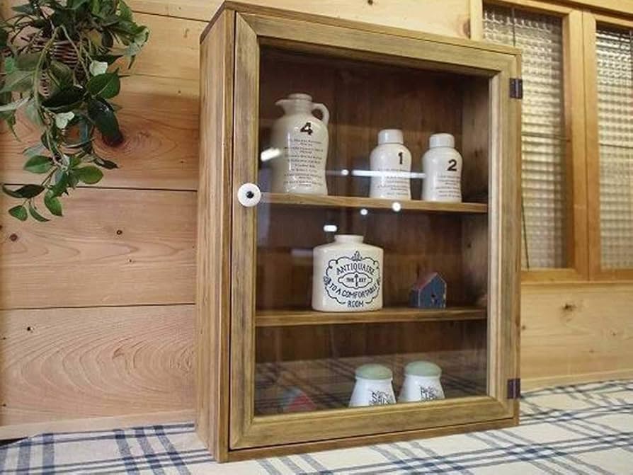 Amazon.co.jp: キャビネット 片開き扉 アンティークブラウン