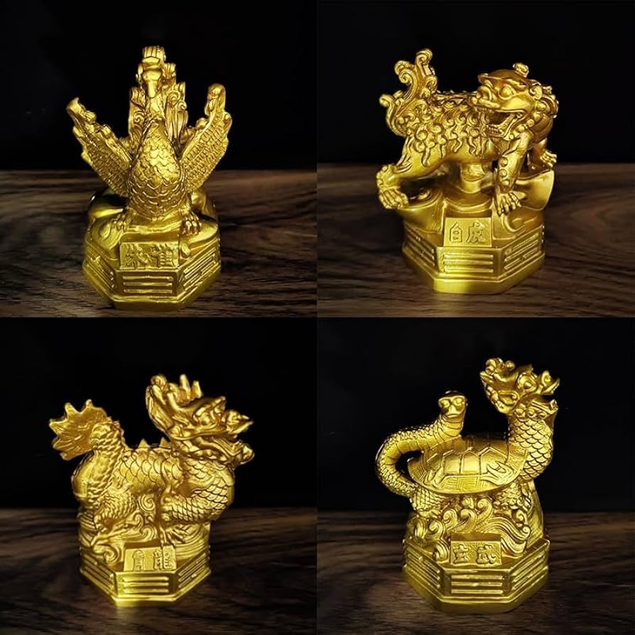 Amazon.co.jp: 置物 四神獣 龍 鳳凰 虎 亀 風水グッズ 青龍 朱雀 白虎