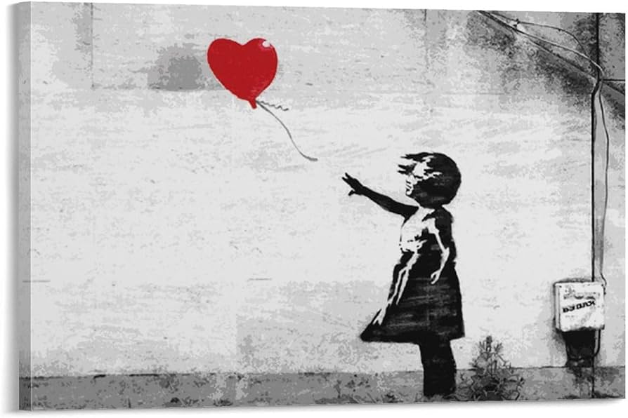 Amazon.co.jp: Banksyバンクシー絵画風船と少女ポスター 壁絵