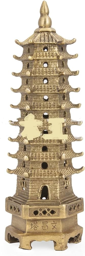 Amazon.com: QianKao 黄铜文昌塔9层文昌塔家居吉祥物宝塔铜质工艺品(21