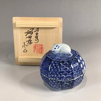 Amazon.co.jp: 香合 『平安 高野昭阿弥造』『染付』『干支子香合』 共