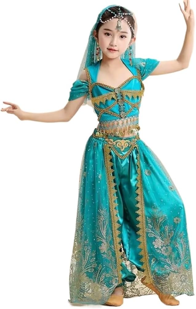 Amazon.co.jp: 4点セット 子供 ベリーダンス 衣装 アラジン ジャスミン