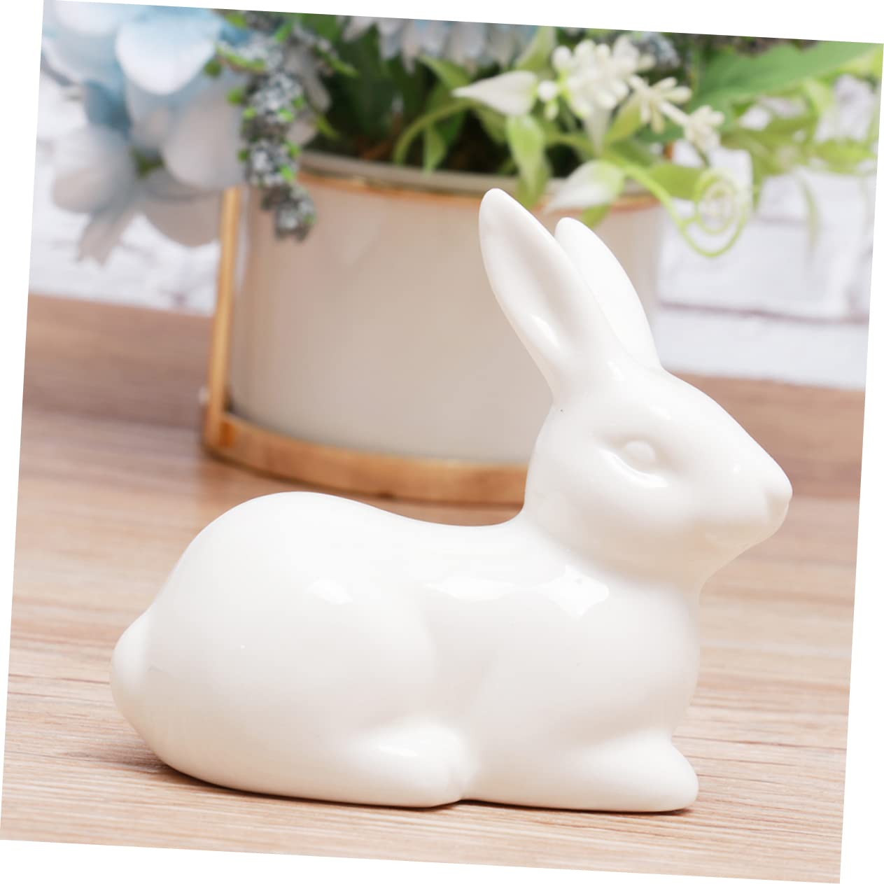 美品】ウサギ 兎 白兎 陶器 置物 インテリア 工芸品 美術品 A1683